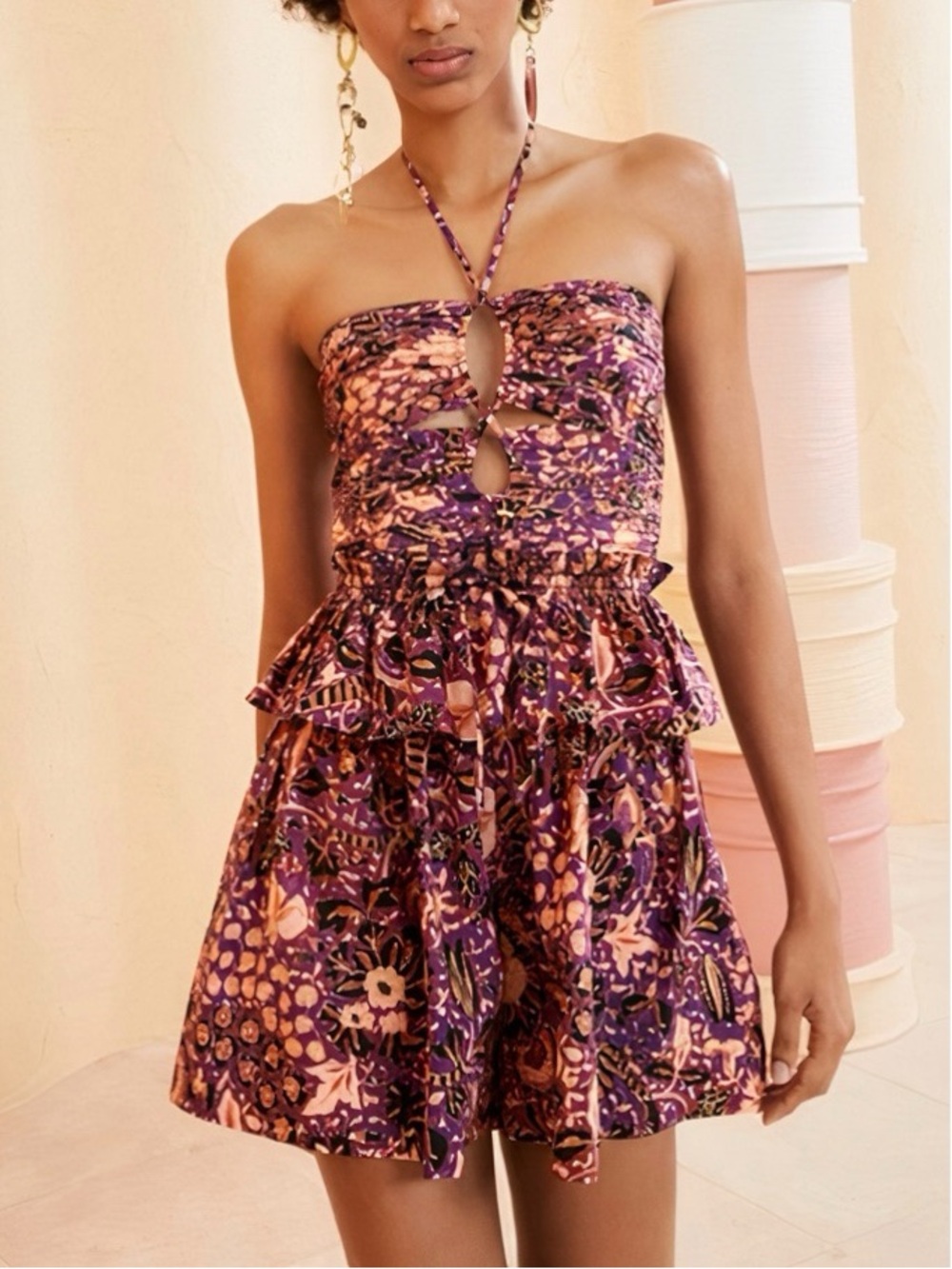 Ulla Johnson Isidro Short Floral Playsuit Romper
